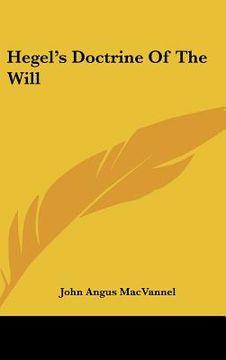 portada hegel's doctrine of the will (en Inglés)