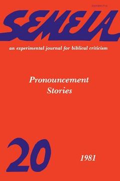 portada semeia 20: pronouncement stories (en Inglés)
