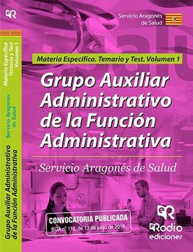 portada Grupo Auxiliar Administrativo de la Funcion Administrativa. Servicio Aragones de Salud. Materia Especifica. Temario y Test (Vol. 1) (in Spanish)