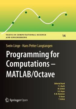 portada Programming for Computations - Matlab/Octave: A Gentle Introduction to Numerical Simulations with Matlab/Octave (en Inglés)