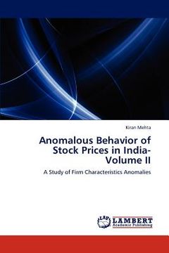 portada anomalous behavior of stock prices in india- volume ii (en Inglés)