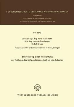 portada Entwicklung Einer Vorrichtung Zur Prüfung Der Schneideigenschaften Von Scheren (en Alemán)