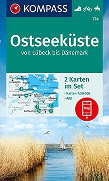 portada Kompass Wanderkarte 724 Ostseeküste von Lübeck bis Dänemark: 2 Wanderkarten 1: 50000 im set Inklusive Karte zur Offline Verwendung in der Kompass-App.  Reiten. (Kompass-Wanderkarten, Band 724)