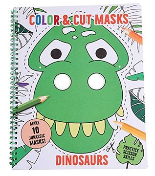 portada Cut & Color Masks - Dinosaurs: (Origami for Kids, art Books for Kids 4 - 8, Boys and Girls Coloring, Creativity and Fine Motor Skills) 