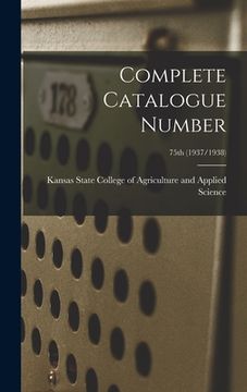 portada Complete Catalogue Number; 75th (1937/1938) (in English)