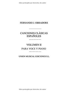 portada canciones clasicas espanolas - volumen ii: voice and piano
