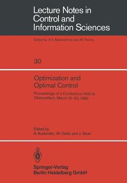 portada optimization and optimal control: proceedings of a conference held at oberwolfach, march 16-22, 1980 (in English)