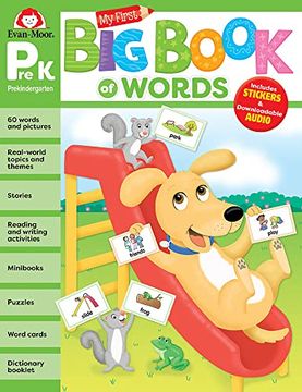 portada Evan-Moor my First big Book of Words, Prek Workbook, Stickers, Audio Read-Alouds, Vocabulary, Word Recognition, Writing Skills, Bingo, Drawing, Word. Learning, Activities (my big Book of Words) 