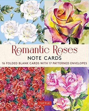 portada Romantic Roses, 16 Note Cards: 8 Illustrations of Painted Roses (Blank Cards With Envelopes in a Keepsake Box) (in English)