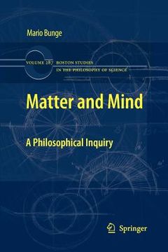 portada matter and mind: a philosophical inquiry (en Inglés)