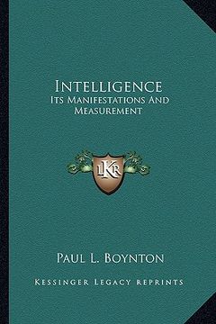 portada intelligence: its manifestations and measurement (in English)