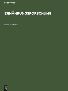 portada Ernährungsforschung. Band 33, Heft 2 (en Alemán)