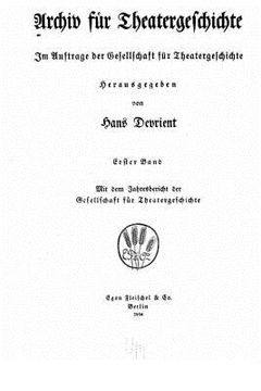 portada Archiv fur Theatergeschichte (in German)
