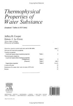 portada Thermophysical Properties of Water Substance: Students' Tables in si Units