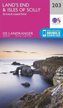 portada Land'S end & Isles of Scilly: St Ives & Lizard Point: 203 (os Landranger Map) (en Inglés)