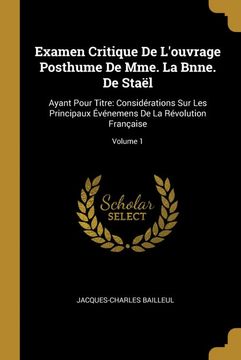 portada Examen Critique de Louvrage Posthume de Mme. La Bnne. De Stael (en Francés)
