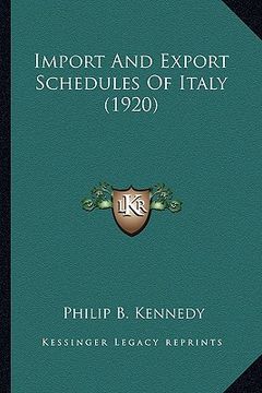 portada import and export schedules of italy (1920) (in English)