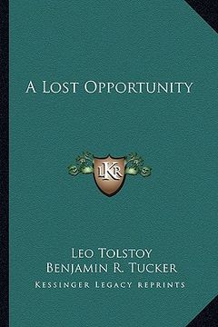 portada a lost opportunity (en Inglés)