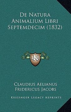 portada De Natura Animalium Libri Septemdecim (1832) (en Latin)