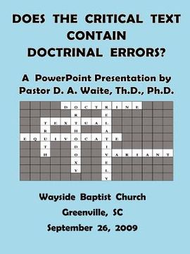 portada does the critical text contain doctrinal errors? (in English)