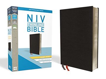 portada NIV, Thinline Bible, Giant Print, Bonded Leather, Black, Indexed, Red Letter Edition (en Inglés)