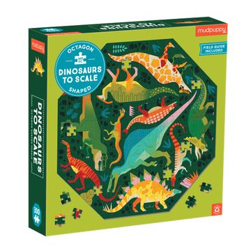 portada Mudpuppy’S Dinosaurs to Scale 300 Piece Octagon Shaped Puzzle, Multi-Directional Artwork can be Pieced Together From any Side, for Ages 7+, Perfect for Family Puzzling! , Puzzle Image Insert Included
