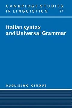 portada Italian Syntax and Universal Grammar (Cambridge Studies in Linguistics) (en Inglés)