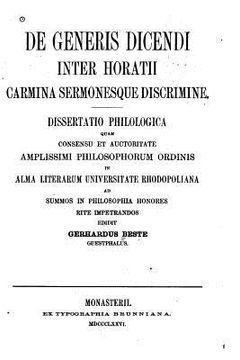 portada De generis dicendi inter Horatii carmina sermonesque discrimine (en Latin)
