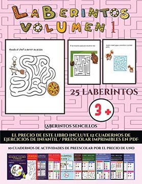 portada Laberintos Sencillos (Laberintos - Volumen 1): (25 Fichas Imprimibles con Laberintos a Todo Color Para Niños de Preescolar