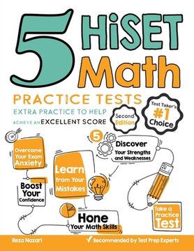 portada 5 HiSET Math Practice Tests: Extra Practice to Help Achieve an Excellent Score (en Inglés)