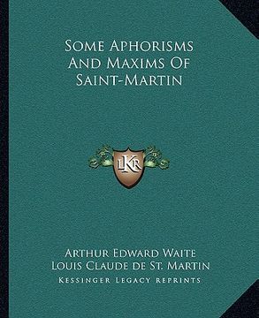 portada some aphorisms and maxims of saint-martin