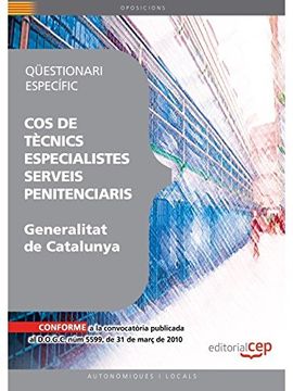 portada Cos de Tècnics Especialistes Serveis Penitenciaris de la Generalitat de Catalunya. Qüestionari Específic (Colección 383) (in Spanish)