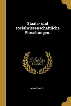 portada Staats- Und Socialwissenschaftliche Forschungen. (en Alemán)