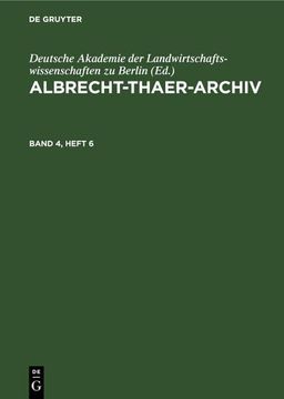 portada Albrecht-Thaer-Archiv. Band 4, Heft 6 (in German)