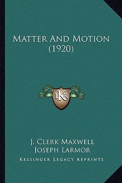 portada matter and motion (1920) (en Inglés)