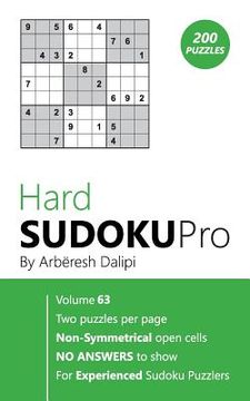 portada Hard Sudoku Pro: Book for Experienced Puzzlers (200 puzzles) Vol. 63 (en Inglés)