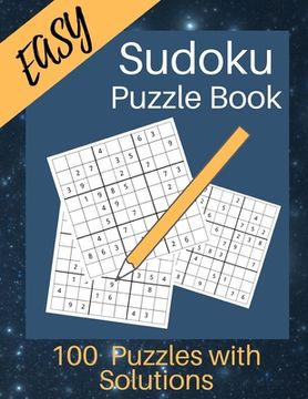 portada Easy Sudoku Puzzle Book: Galaxy & Stars Design Sudoku Book for Beginners Solving Puzzles /Large 8.5 X 11 Inches