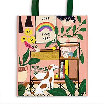 portada Galison Love Lives Here Reusable Tote - Environmentally Friendly, Lightweight, and Colorful Reusable Bag, Perfect for Shopping