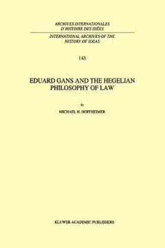 portada eduard gans and the hegelian philosophy of law