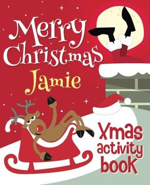 portada Merry Christmas Jamie - Xmas Activity Book: (Personalized Children's Activity Book)