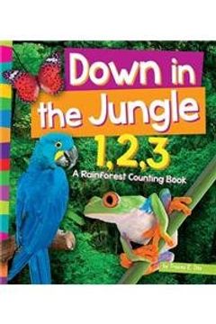 portada Down in the Jungle 1,2,3: A Rainforest Counting Book (1, 2, 3 Count With Me, Amicus Readers, Level 1)