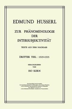 portada Zur Phänomenologie Der Intersubjektivität: Texte Aus Dem Nachlass Dritter Teil: 1929-1935 (in German)
