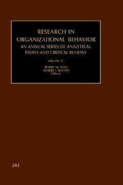 portada research in organizational behavior, volume 22 (en Inglés)