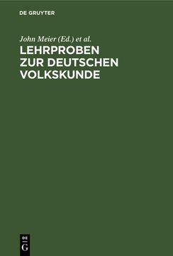 portada Lehrproben zur Deutschen Volkskunde (en Alemán)