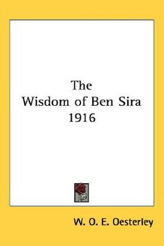 portada the wisdom of ben sira 1916