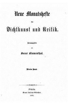 portada Neue Monatshefte für Dichtkunst und Kritik (en Alemán)