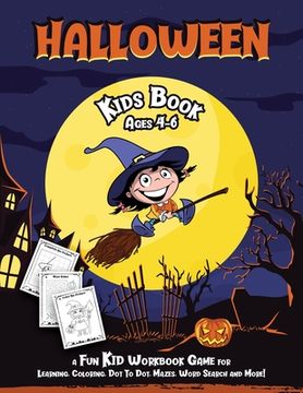 portada Halloween Kids Book: Fantastic Activity Book For Boys And Girls; Word Search, Mazes, Coloring Pages, Connect the dots, how to draw tasks (en Inglés)