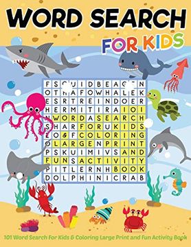 portada 101 Word Search for Kids & Coloring Large Print and fun Activity Book: Entertainment Hour to Play Puzzles and Improve Intelligence of the Brain. (en Inglés)