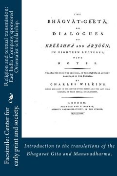 portada Religion and textual transmission: East India Company sponsored Orientalist scholarship. “Introductions” to the translations of the Bhagavat Gita and ... (Gender and Culture/ Religion.) (Volume 2)