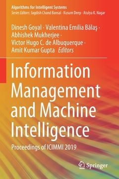 portada Information Management and Machine Intelligence: Proceedings of ICIMMI 2019 (in English)